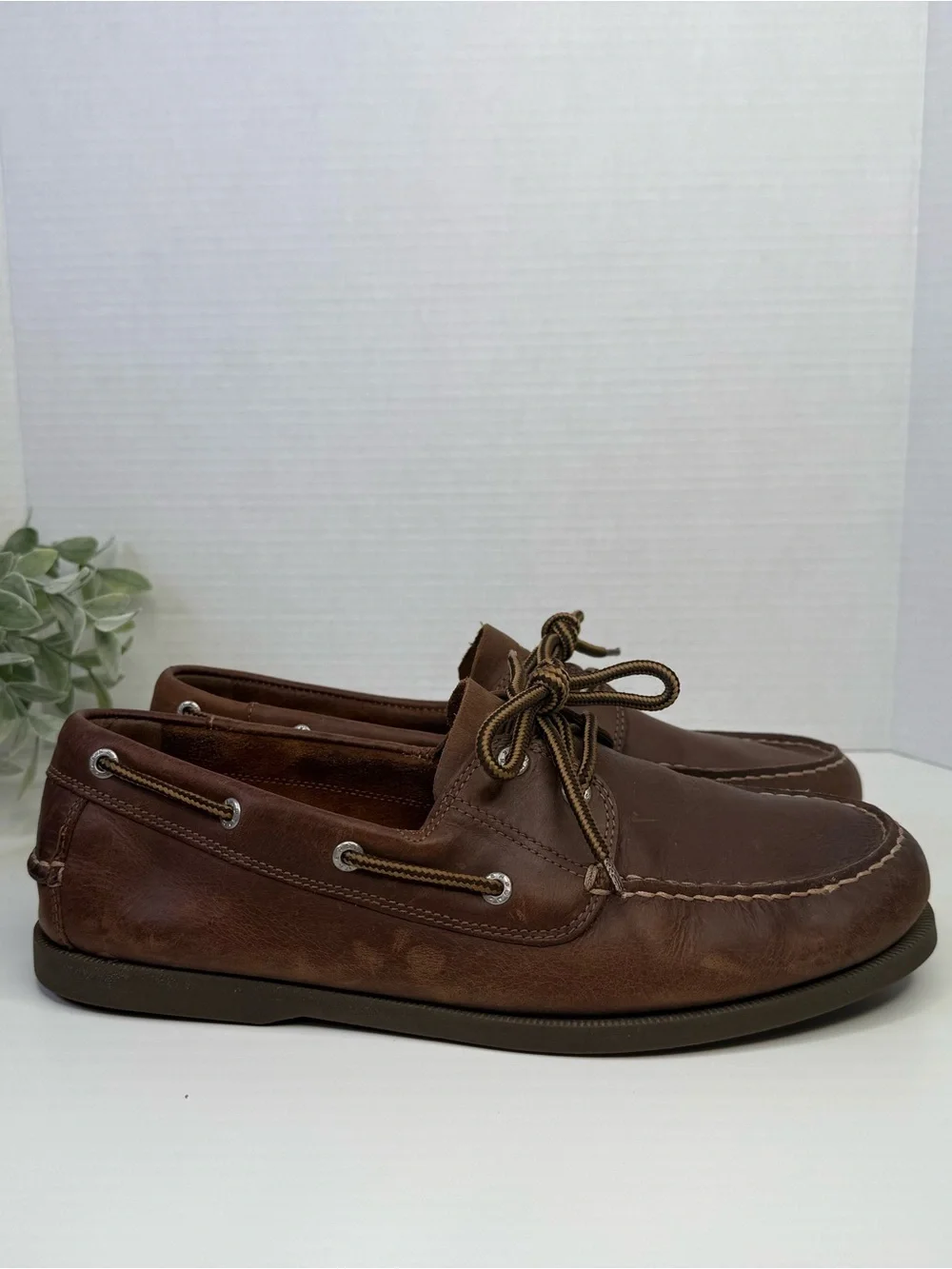 Dockers Mens Vargas Loafers Brown Leather Classic Lace Up Boat Shoes Size 11.5W